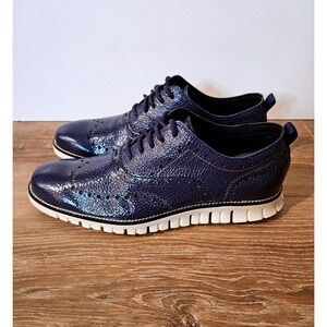 Cole Haan OriginalGrand Wingtip Oxford Mens 10.5 M Navy Metallic Leather C26226